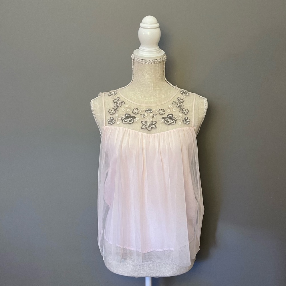 Hollister Blush Tulle Blouse